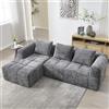 Soweiz Divano L, Divano 3 posti, Divano componibile, Nessuna installazione necessaria, Divani in ciniglia con chaise longue e braccioli, 3 cuscini, Tasca laterale per il telecomando, 250x158x60 cm