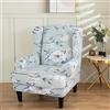 Hiseng 2 Pezzi Copripoltrona con Orecchie Elasticizzato, Jacquard Copripoltrona 1 Posto con Fodera per Cuscino Rimovibile e Lavabile per Soggiorno Camera da Letto (Fiore Bianco)