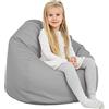 Italpouf Pouf Poltrona Sacco per Bambini, Pouf da Salone, Ecopelle, Pieno di Pallini di Polistirolo, Impermeabile, Certificato, Grigio Chiaro