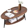 MOHQZA Tavolino da Salotto Ovale, Tavolo per Divano, Piccolo e Moderno, con 2 livelli, Tavolino da Caffè con telaio in metallo, per Soggiorno, Balcone, Studio, 100 x 55 x 38 cm