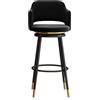 MARIYCH Set di 1 sgabelli da bar in velluto, poggiapiedi moderno, sedia girevole imbottita con schienale curvo, sgabelli da bancone, sedie da bar for isola cucina(Black Black Frame,75cm)