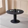 JZGORC Tavolo da Pranzo Rotondo, Base con Gambe Cilindriche, Effetto Finto Marmo, Tavolo da Pranzo Moderno e Minimalista per Soggiorno o Cucina, 115 x 115 x 75 cm - Marmo Nero