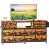 Dripex Mobile Porta TV Lowboard per Televisori fino a 65 Pollici con 12 Cassetti, Borsa di Conservazione e Ripiani Aperti con Illuminazione RGB LED Stile Industriale, 140x35x70 CM