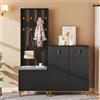 kozamas Combinazione appendiabiti 2-TLG., scarpiera alta con panchina, design nero oro, porte ondulate, chiusura morbida, per corridoio e corridoio