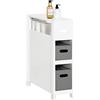 SoBuy Mensola Salvaspazio con 2 cestelli grigi estraibili Mobiletto da bagno Bianco 20x60x70cm BZR83-W