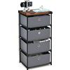 COSTWAY Cassettiera in Tessuto, Mobile con 4 Cassetti e Struttura Robusta in Metallo, Mobiletto Salvaspazio per Camera da Letto, Corridoio, Ingresso e Armadio, 42 x 33,5 x 84,5 cm (Grigio)
