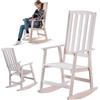 KADAX Sedia a dondolo con braccioli, sedia a dondolo in legno, sedia a dondolo da giardino, sedia a dondolo da giardino, sedia relax (bianco)