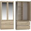 BDW Armadio con specchio, 90 x 180 x 50 cm, 2 cassetti, 4 ripiani, ideale per una camera da letto, corridoio, cameretta dei bambini o ufficio, appendiabiti (rovere Sonoma)