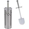 vetrine in rete Vetrineinrete® Portascopino a Cilindro da Terra con scopino da Bagno in Acciaio Cromato con Coperchio spazzolone per WC Toilette Argento (Stelle e Luna) D41