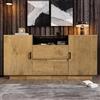 SUKY Cassettiera effetto rovere H70/B140/T40 cm con 2 cassetti + 2 armadi (interno regolabile in altezza) e vano aperto, vetro ESG e maniglie nere