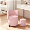 XUEGW Sgabello da trucco rotondo con contenitore, girevole in pelle PU e schienale ribaltabile. Puffo imbottito con rotelle per camera da letto e soggiorno