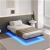 DICTAC Letto 90x200cm con illuminazione LED Struttura Letto a Piattaforma in Metallo con Luce Led e Contenitore Sotto il Letto,Telaio Letto in metallo 90x200 con Rete a Doghe,Facile da Montare,Nero
