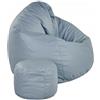Slevobox Pouf Poltrona Sacco con Poggiapiedi Grigio 95x95x120 cm - Poltrona Pouf Sacco XXL da Interno in Ecopelle - Morbido e Confortevole - Bean Bag per Adulti e Bambini - Mobili per Soggiorno