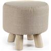 MECSAL CASALINGHI Pouf Sgabello Rotondo Tondo, Gambe in Legno, Morbido, Imbottito, Decorativo,Velluto,Tessuto,Poggiapiedi (tessuto, tortora)