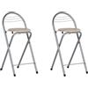 GOKHOMX Set di 2 sgabelli da bar pieghevoli pieghevoli per bar, cucina, giardino, balcone, altezza seduta 61 cm, rovere e argento