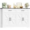 HOCSOK Credenza Cucina, 120 cm Madia Dispensa Cucina con 2 Cassetti 4 Ante, Credenza Soggiorno per Sala da Pranzo, Ingresso, 120×87×40 cm