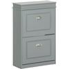 SoBuy Scarpiera salvaspazio con 2 ante 54x24x83cm per ingresso | Mobiletto in MDF per 8 paia, ripiani regolabili, finitura opaca, fissaggio a parete, design moderno grigio FSR78-HG