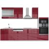 Vicco Cucina componibile Fame-Line, Bordeaux lucido/bianco, 300 cm con armadio alto, PL Marmo, per l'espansione personalizzata con moduli aggiuntivi