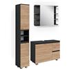 Vicco Set mobili bagno J-Shape, Antracite/Rovere dorato 80 cm | 3 pezzi · Mobile sottolavabo · Armadietto a specchio · Mobile alto