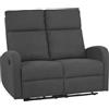 Totò Piccinni Divano Relax 2 POSTI EUREKA, Reclinabile Manuale con Maniglia Laterale, Imbottitura Ergonomica, Struttura in Legno (Tessuto Grigio Scuro New)
