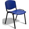 idealsedie Galizia Prime sedia fissa 4 gambe con telaio in acciaio VERNICIATO NERO, sedile e schienale in plastica resistente in vari colori (blu)