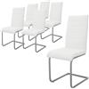 ML DESIGN modern living ML-Design Set di 6 Sedie a Sbalzo per Sala da Pranzo Imbottite in Pelle Finta Bianco con Telaio in Metallo Argento con Schienale Alto da Cucina Salotto Soggiorno Design Moderno ed Ergonomico