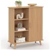 IDMarket - Credenza con 3 ripiani e armadio 70 cm JULIETTE effetto doghe in legno