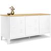 IDMarket - Credenza bassa ESTER 113 cm con 3 ante in metallo bianco e piano in legno dal design industriale
