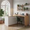 Ligterra Scrivania pieghevole, scrivania con cassetti, scrivania ad angolo, credenza, con ruote bloccabili, tavolo girevole, bloccabile, 120 x 50 x 76,5 cm (bianco+rovere)