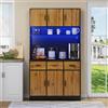 Huayz Mobile a buffet multifunzione con illuminazione a LED con 3 cassetti, ripiani regolabili in MDF, 100 x 40 x 180 cm (nero + colore naturale)