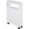 HOMCOM Mobile Bagno Stretto con 4 Ruote, Mobiletto Bagno Salvaspazio con 2 Cassetti e Ripiano Aperto in Legno, per Lavanderia, 16x52x71.5cm, Bianco