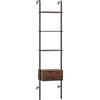 RELAX4LIFE Libreria Scaffale a Scala, Scaffale a 3 Ripiani con Cassetto, Struttura in Metallo, Mobile per Salotto, Studio, Ufficio e Cucina (Marrone,43 x 29,5 x 177,5 cm)