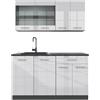 Vicco Cucina completa R-Line, Bianco lucido, 140 cm senza piano di lavoro, adatto per l'espansione flessibile con moduli aggiuntivi