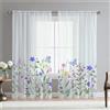 Surwin Tende per Interni, Serie dei Fiori Tende a Vetro con Occhielli, 2 Pezzi Tende Camera da Letto, Tende Voile Semi Trasparenti, per Cucina, Soggiorno (W108xH215cm,Farfalla)