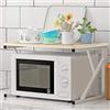HUOLE Scaffalatura Mobile Scaffale Porta Microonde Struttura in Metallo con Ripiano in Legno MDF Organizer Mensola Porta Utensili Strumenti Cucina Design Moderno-54 * 35 * 34,5 cm-giallo noce