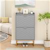 UEV Scarpiera, Scarpiera Inclinabile, con 2 Scomparti, Soffitto con Recinzione, Ripiano Regolabile a 2 Posizioni, Ripiani Rimovibili, Motivo a Linee, 50x24x103,5 cm, Grigio