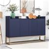 Sweiko Cassettiera moderna con 4 ante, 47 pollici, credenza regolabile, cassettiera a buffet in legno, multiuso, per corridoio, camera da letto, soggiorno, bagno, blu navy
