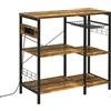 HOMCOM Mobile da Cucina a 3 ripiani in Truciolato con Presa di corrente, Porta USB e Cestino estraibile in Metallo, 90x40x83cm, Marrone rustico