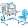 Yoakaiax Tavolo Da Studio Per Bambini Di Alta Qualità, Scrivania E Sedia Regolabili In Altezza Con Motivo Astronauta, Lavagna Grande, Libreria, Cassetto, Ergonomico Per Bambini Dai 3 Ai 18 Anni