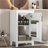 DACHETOU Armadietto da bagno da pavimento bianco completamente laccato, 51 x 34 x 83 cm: lavabo in ceramica, mensole regolabili, ideale per piccoli spazi