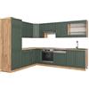 Vicco Cucina angolare completa Fame-Line, Verde-oro rustico/Rovere dorato, 287 x 227 cm, PL Rovere, per l'espansione personalizzata con moduli compatibili