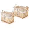 NUVOLE DI STOFFA Cesto Rettangolare in Vimini con Manici e Fiocco Shabby Chic 2 Varianti (1pz) Piccolo
