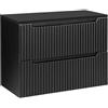 Lomadox Mobile da bagno 80 cm nero scanalato, mobile da bagno con 2 cassetti estraibili (larghezza x altezza x profondità) ca. 80,4/59,5/40 cm