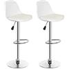 THINFAR Set di 2 Sgabelli da Bar, sgabelli Bar, sgabelli Cucina, Sedia Alta da Bar, Rotazione 360 °, Altezza Regolabile-2/4/6/8PZS (Bianco-2pzs)