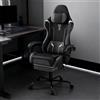 YRHome Sedia da gaming, ergonomica, regolabile e girevole, regolabile in altezza, con poggiapiedi e supporto lombare, superficie PU - nero e bianco