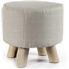 MECSAL CASALINGHI Pouf Sgabello Rotondo Tondo, Gambe in Legno, Morbido, Imbottito, Decorativo,Velluto,Tessuto,Poggiapiedi (tessuto, crema)