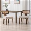 chairus 2 PZ Sedie Cucina in Lino con Schienale in Rattan, Legno Naturale