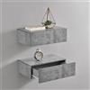 [en.casa] Set di 2 Comodini Sospesi Mensole da Parete con Cassetto Integrato Mobiletti Salvaspazio per Camera da Letto Ingresso Soggiorno 46x30x15 cm Effetto Cemento