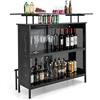 KOMFOTTEU Tavolo da bar con 1 ripiano rialzato e 6 portabicchieri, tavolo da vino a 4 livelli, tavolo da cucina con poggiapiedi in stile industriale, nero, 120 x 50 x 106,5 cm
