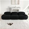 Ligterra - Divano modulare a 3 posti in tessuto di corda, senza ossa, divano compresso, senza montaggio e fondo antiscivolo, liberamente combinabile, per soggiorno, zone relax, 298×103×75cm (Nero)